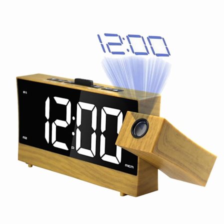 LED Projektions Vækkeur Digital Justerbar Sleep Timer EU Stik 100-240V