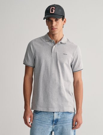 GANT Tipping Ss Pique Polo - Grey - XXXXL