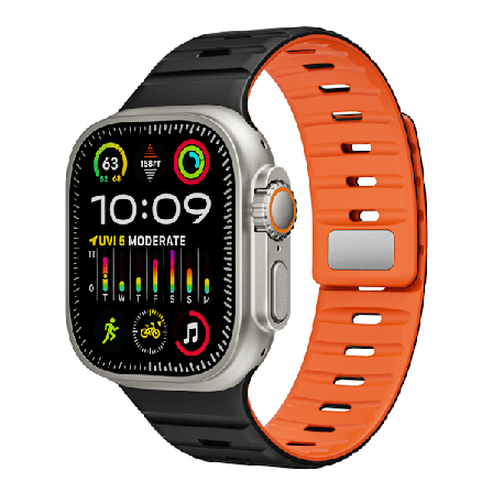 Magnetisk silikonearmbånd til Apple Watch - Sort/Orange (38/40/41mm) Orange