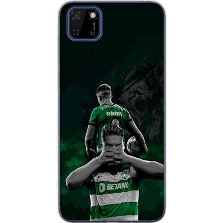 Yhteensopiva Puhelinkuori Huawei Y5p Neonmotiivi, jossa teksti "Gaming is in my DNA" sinisenä ja punaisena tiiliseinällä, jossa loistava DNA-spiraali.