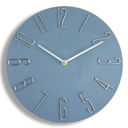 Minimalistisk analog veggklokke 30 cm - blå