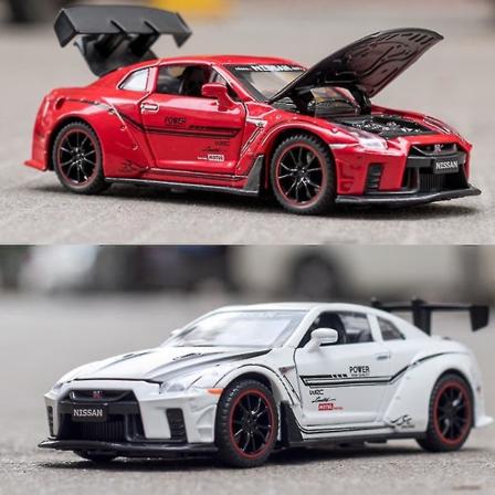 Nissan Gtr R35 Bilmodel Med Lys & Oplukkelig Dør Musikalsk Simulering Køretøj -ys Red