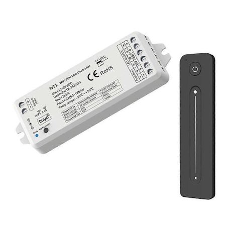 Tuya LED-dimmer 12-36V 2CH med 2,4G RF trådløs fjernkontroll LED-strip kontroller for enkel farge - Perfekt