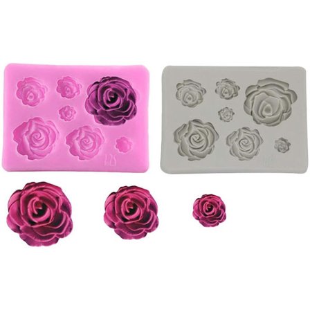 2PCS Rose Flowers Silikonformar Tårta Chokladform Bröllopstårta