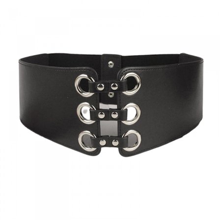 Kvinners PU-belte med nagler, bredt belte, elastisk belte, steampunk stramt korsett skjortebelte, dekorativ kjole skjorte frakk bredt belte - Svart