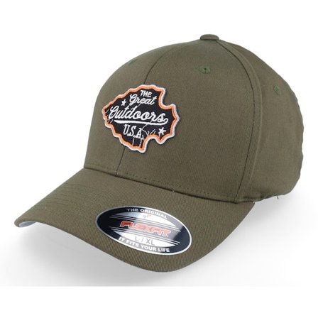 Wild Spirit - The Great Outdoors Usa Olive Flexfit Flexfit Green Cap - @ Hatstore