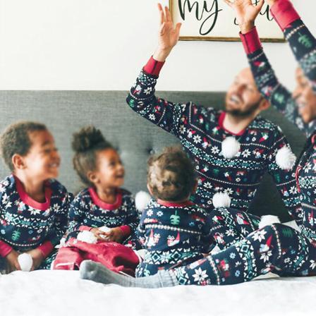 Kvinnor Män Barn Print Nattkläder Elastisk Midja Pj-set