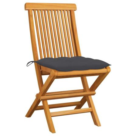 Vidaxl Trädgårdsstolar 2 St Med Antracita Dynor Massiv Teak Antracit