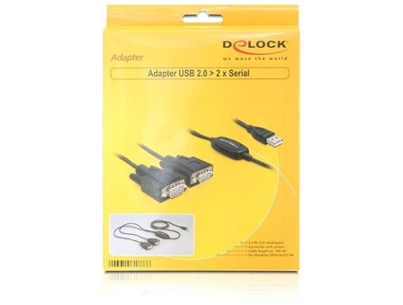 Delock Adapter USB 2.0 > 2 x Seriell - USB / seriell-kabel - USB til DB-9 - 1.4 m