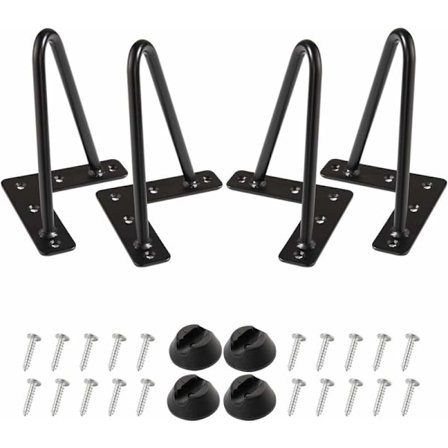 Hårnålsben 15cm Set om 4, DIY Metall Möbler Bordsben Idealisk för Matbord, Skrivbord, Century Modern Stil (15cm, Svart)