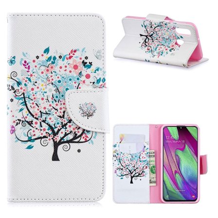 Wonderland Samsung Galaxy A40 flip kotelot - Kukkainen Puu