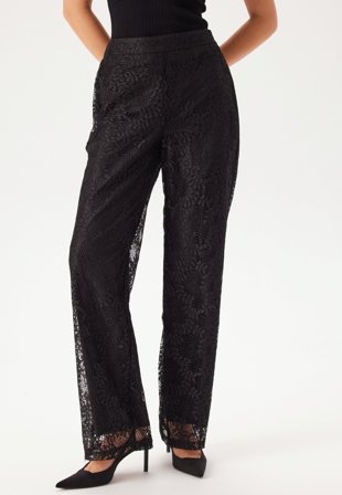 Pieces - Pcbosulla Hw Lace Wide Pant - Black