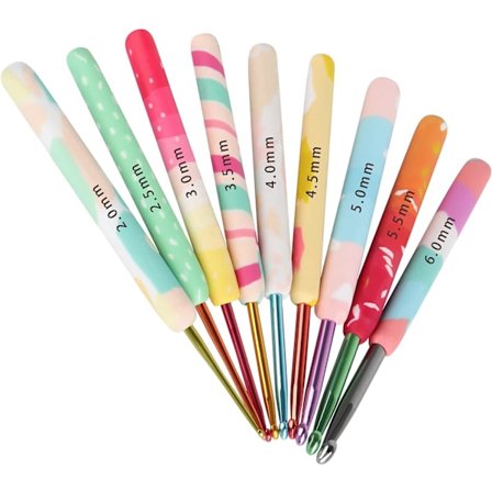 Heklenålssett for kvinner, jenter, mamma, tenåringer, søte heklenåler for heklekunst, komfortabelt mykt håndtak, aluminiumsnål