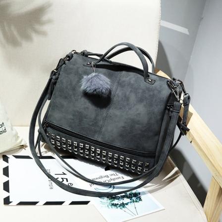 Naisten naisten käsilaukku Fashion Trend Frosted Tote Retro Rivet -moottoripyörälaukku Black
