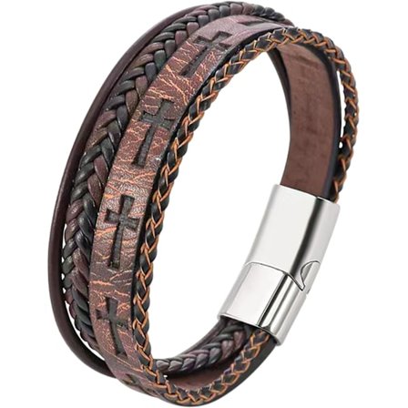 Miesten nahka-ranneke, miesten ranneke, rautaiset miesten rannekkeet, miesten ruostumattomasta teräksestä valmistettu ranneke, viikinkiranneke