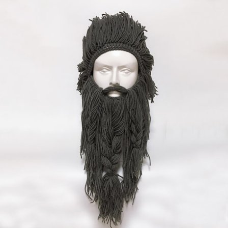 Kreativ original barbar strik skæg hat paryk hue sjov K