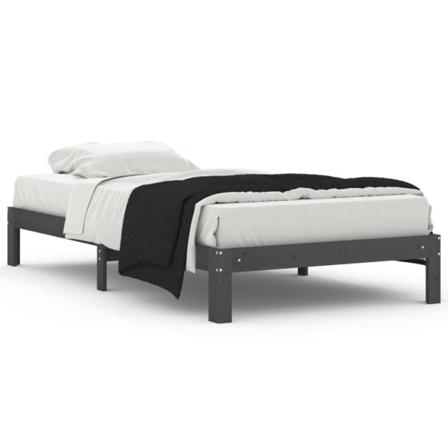 Vidaxl Sängram Grå Massiv Furu 100x200 Cm Grå