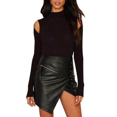 Spring Mångsidig Leaky Shoulder Sexig Bottoming Shirt T-shirt Wo