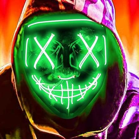 PEEOED Halloween LED skræmmende maske, Halloween dekoration rensningsmaske, 3 forskellige blinkende tilstande til Halloween karneval cosplay kostume 