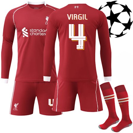 25-26 Liverpool UEFA Champions League Langermet Hjemmedrakt Nr. 4 Virgil