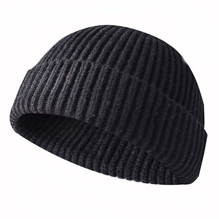 Strikket Docker Hue Fleeceforet Uldhue Turn-Up Hue Varme Vinterhatte Fiskerhue Skullcap