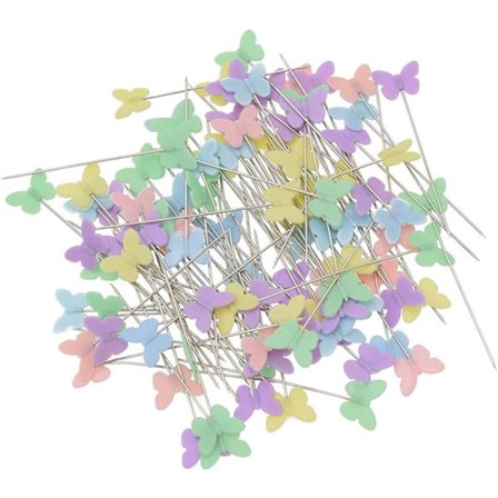 100 st Flerfärgade Quiltingnålar, Fjärilsformade Huvudnålar