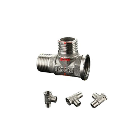 T-rör i rostfritt stål, 3-vägs T-koppling för röranslutning