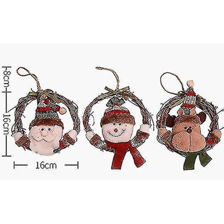 3stk Nyttårs juledekorasjoner Juledekorasjon Krans Rattan Sirkel Juletreanheng Vindu Sminke Rekvisitter Krans Ab316