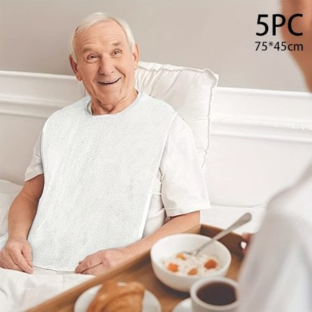 5-pakke Unisex Voksen Smekker - Justerbar, Tung Flanellettserviet for Eldre og Funksjonshemmede, Maskinvaskbar Pro [DB]