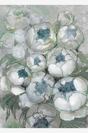 Pelcasa - Poster Nuria Bouquet Of Peonies In Teal And Green - Beige - Postere - Fra Homeroom