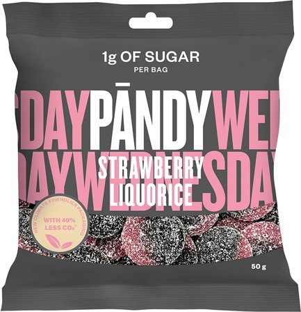 Pandy Strawberry/liquorice Sukkerfri, Helse & Madvarer, Snacks, Lakrids & Vingummi
