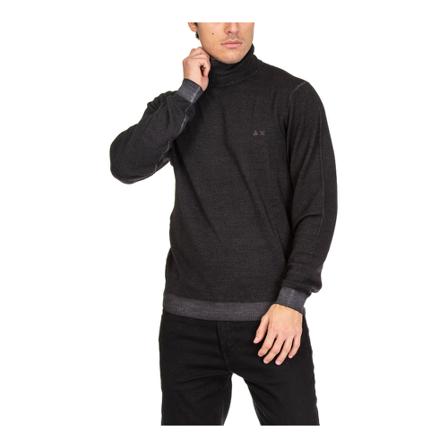 Sun68, Turtlenecks Zwart, Heren, Maat:L