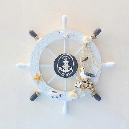 Nautisk Strand Skipsror i Tre, Fiskegarn og Skjell