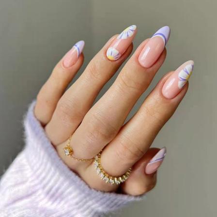 Manikyr Lila Blomma Nagellapp 24st