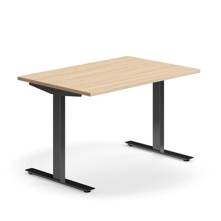 Desk QBUS, straight, 1200x800 mm, T-frame, black frame, oak