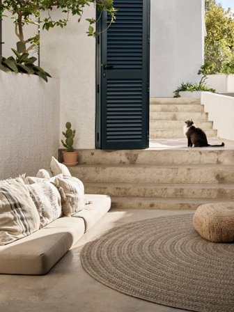 Indoor/Outdoor Rug Washable Small Jordan - Brown Ø 150 Rustic Style