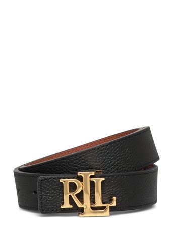 Lauren Ralph Lauren Logo Reversible Pebbled Leather Belt - Black - XS