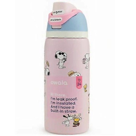 Uusi Owala Snoopy -vesipullo, eksklusiivinen juomapullo 24/32oz, lahja laatikossa, pinkki
