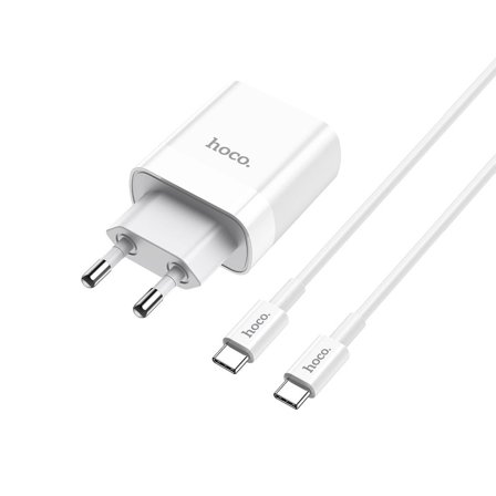 USB-strömadapter med snabbladdning och USB-C kabel från Hoco | Från Yedi