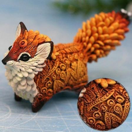 Sødt Mini Totem Ræv Legetøj Kunsthåndværk Ornament Hjem Desktop Dekorationer Gaver