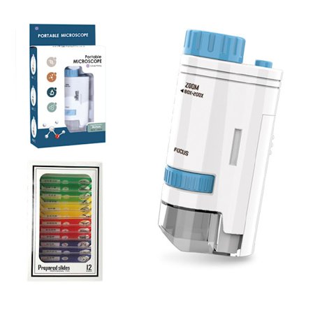 Blå, Mini Barn Mikroskop Vetenskap Upplysning Resa Mic