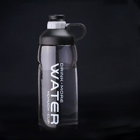 Stor kapasitet romkopp plast vannflaske student bærbar håndkopp kreativ super stor sportskopp for menn og kvinner svart 2000ml