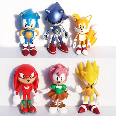 6-delad set av högkvalitativa XSEGA Sonic the Hedgehog-serie actionfigurmodell 2,5 tum 6 cm leksak PVC-leksaksfigur