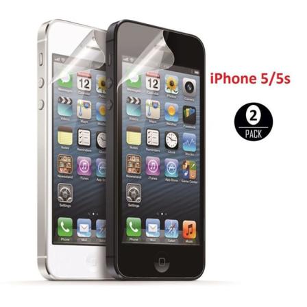 2 skærmbeskyttere til iPhone 5/5s + Renseklud Transparent