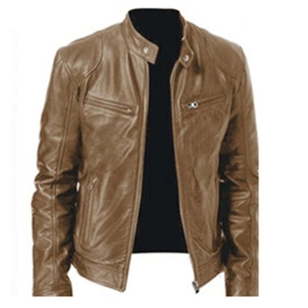 Svart/brun/khaki/röd skinnjacka Mjuk casual Fritidskläder Kappa för kontor i sovrummet