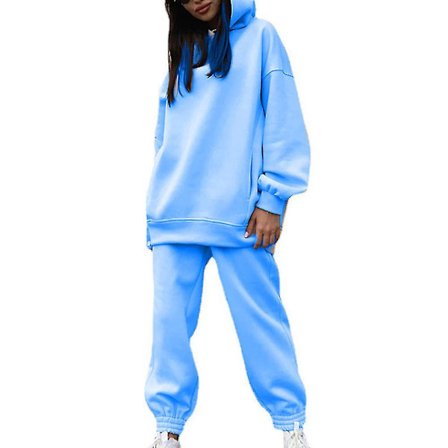 Løs treningsdresssett Fleece Genser Bukser Casual Sport Dress V