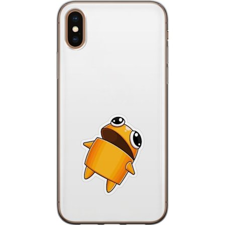 Kompatibelt Mobildeksel til Apple Apple iPhone XS Orange tegnet figur med store øyne og dynamisk posisjon i leken stil
