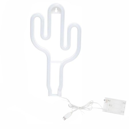 Neon-skylt i kaktusform, USB/batteridriven, akrylväggdekor