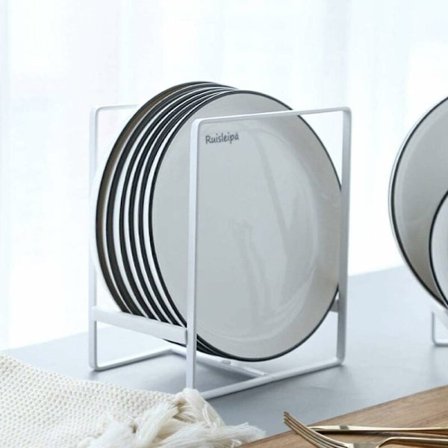 Tallriksställ Organizer, 2-pack 12*14cm Tallriksställ Vertikal Metall Diskförvaringsorganisatör Torkställ för Kök Bänkskåp Husbil (Vit)