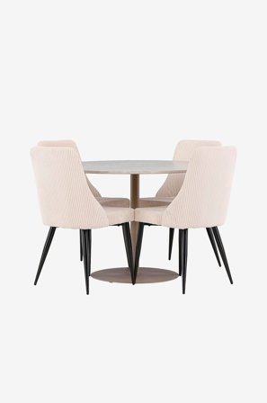 Venture Home - Lycke-ruokapöytä ja Leone-ruokapöytätuoli - Beige - Ruokailuryhmä 4 hengelle - - Homeroom